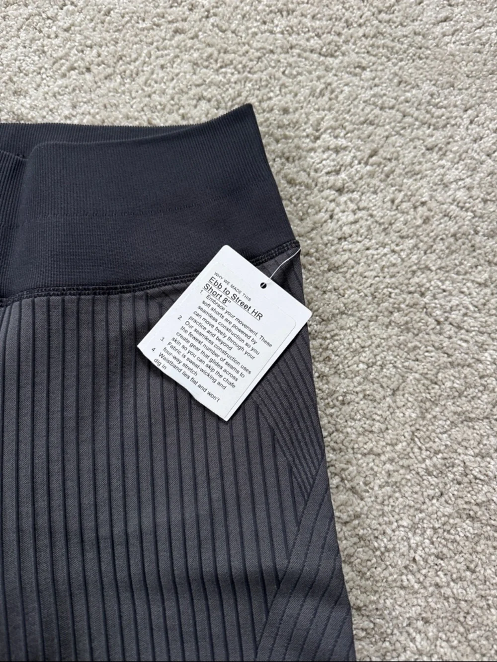 LULULEMON NWT Black Grey EBB TO STREET HR 8” Textured Bike Shorts 6/S